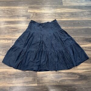 Banana Republic Skirt Womens 10 Navy Blue Silk A Line Midi Lined Full Tiered